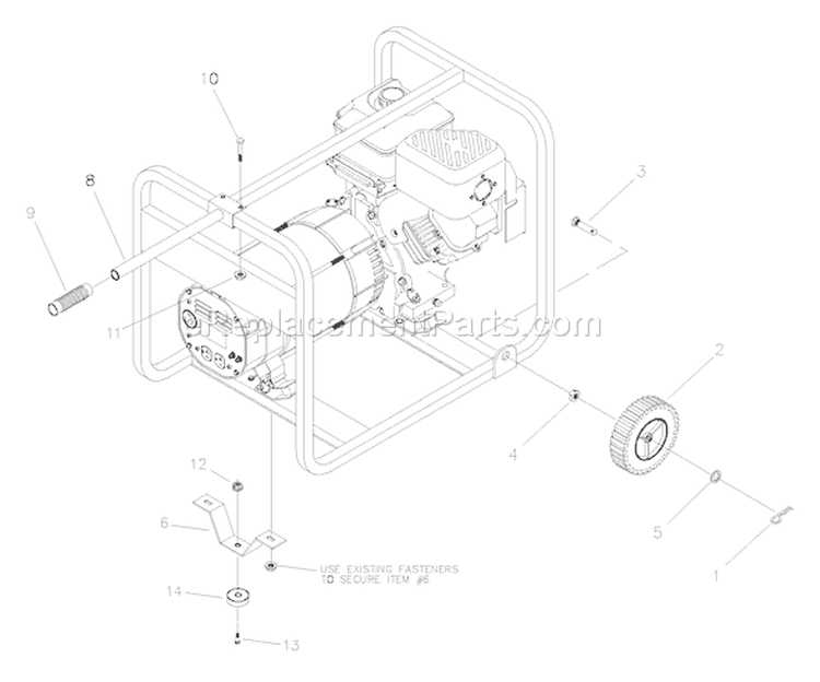 Page D Diagram and Parts List for 1653-3  Briggs and Stratton Generator